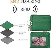 Vista 95 de Sodsay Estuche para tarjetas, cartera delgada con bolsillo frontal, para mujer, sujetatarjetas con llavero negro