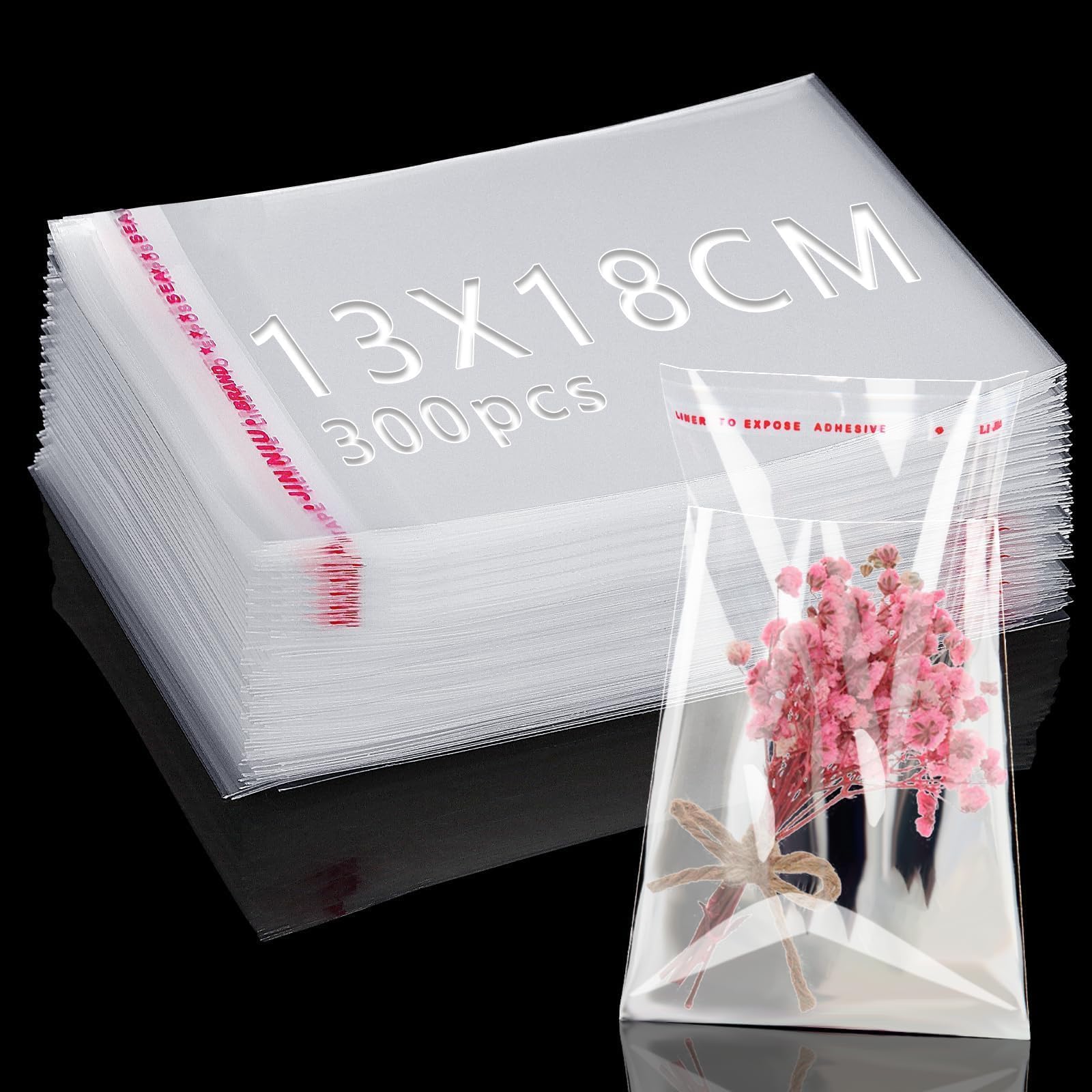 300 Sachets Cellophane Transparents 8x12cm - Emballage Alimentaire Auto-Adhésif