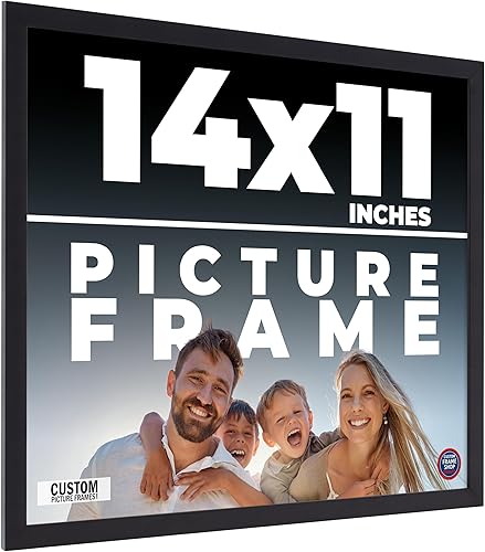 Marco de fotos negro de madera real de 14 x 11 pulgadas de ancho de 0.75 pulgadas  Profundidad del marco interior de 0.5 pulgadas  Marco de fotos
