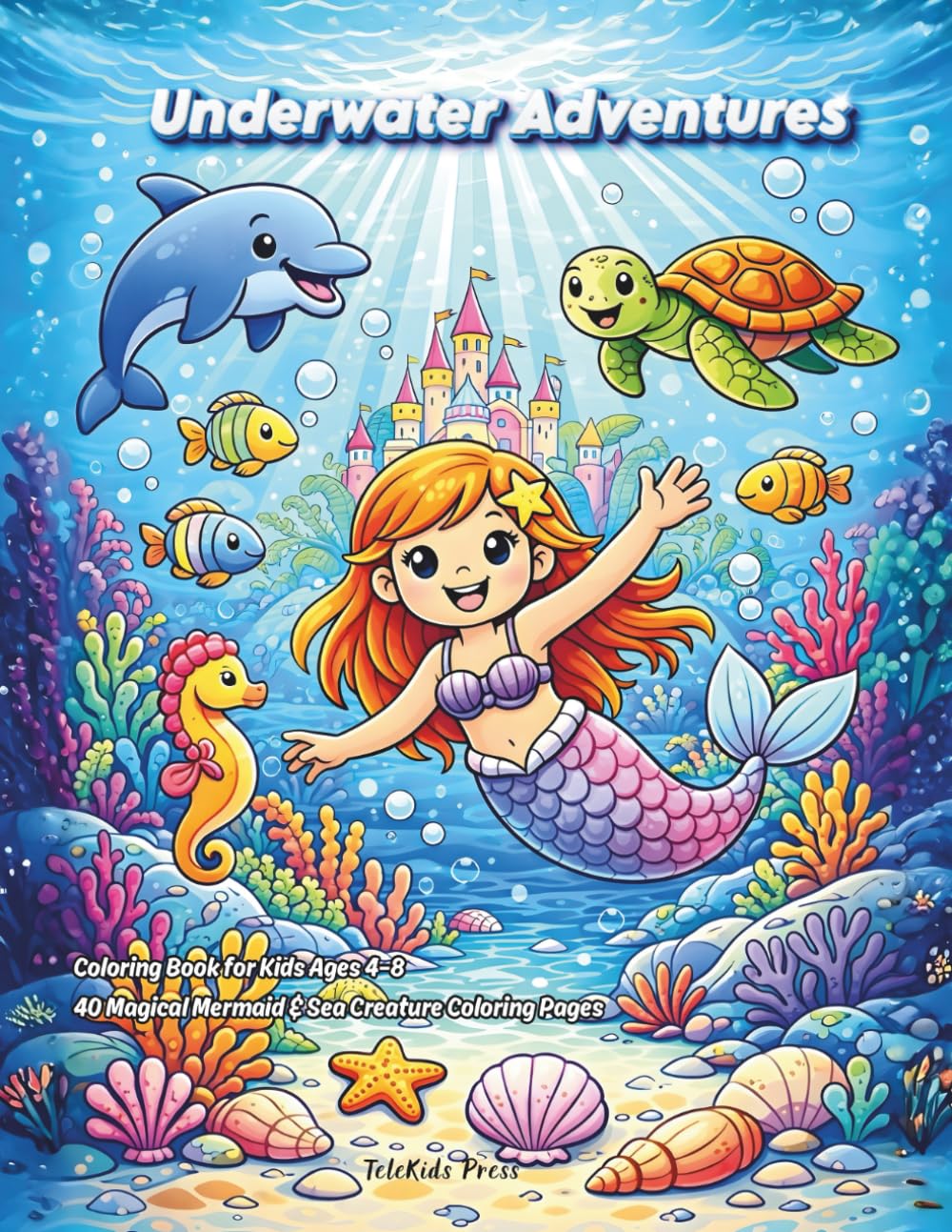 Underwater Adventures Coloring Book for Kids Ages 4–8: 40 Magical Mermaid & Sea Creature Pages