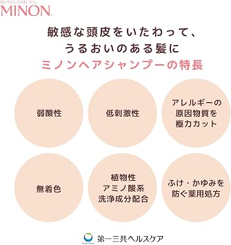 Minon Medicated Hair Shampoo Main Bottle 450mL Hair Shampoo Sensitive Skin Itch Dandruff Moisturizing Dryness Care Weakly Acidic Low Irritation Over-the-counter Drug