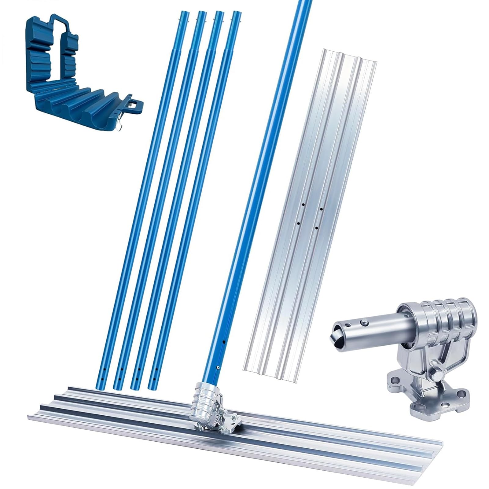 Kit d'outils pour taloche en béton avec truelle ultra longue en alliage d'aluminium et de magnésium et 4 poignées combinables pour plâtrage et nivellement lisses