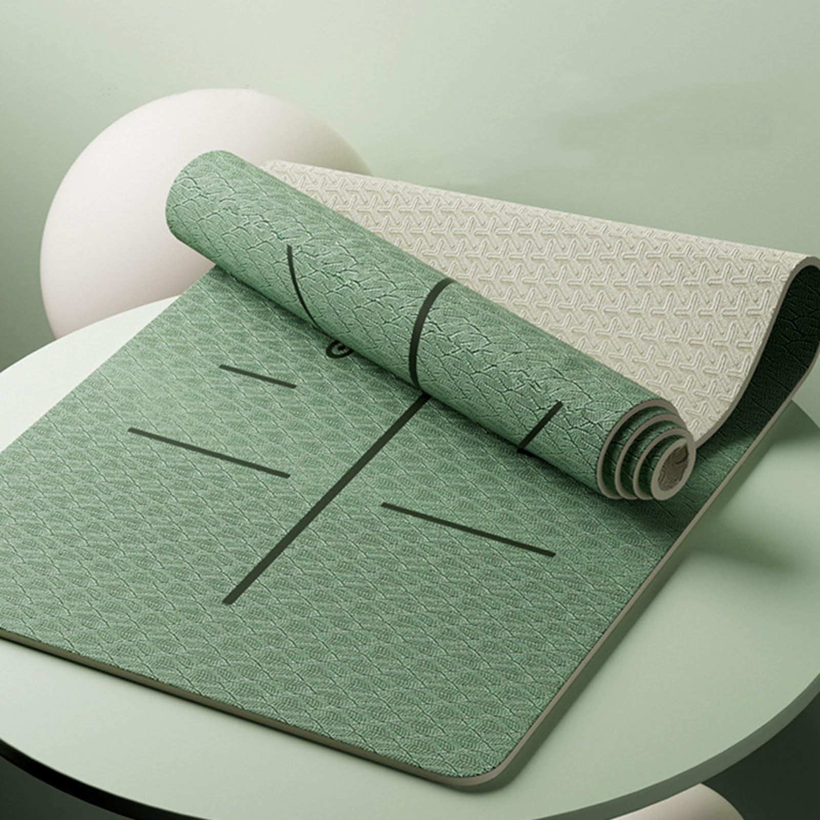 HUHJYUGE Estera Yoga de Dos Tonos de TPE, Estera de Yoga Gruesa Extra Ancha, Esteras de Fitness Antideslizantes para Pilates, con Correa y Bolsa de Transporte (B 183x80x0.6cm)