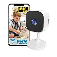 2K Indoor Cameras for Home Security, 2.4GHz/5GHz Dual Band, 24/7 Recording, Night Vision, AI Motion Detection, 2-Way Audio, Cloud/SD Card Storage, Baby Monitor Pet Elder Nanny Wired Security Camera