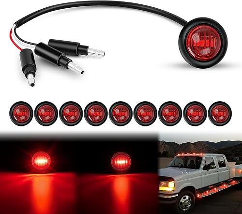 Nilight Luz de marcador redonda de 34 pulgadas, 10 unidades, luz LED roja de parada de freno, 3 conectores, indicador lateral, luz de liquidación de