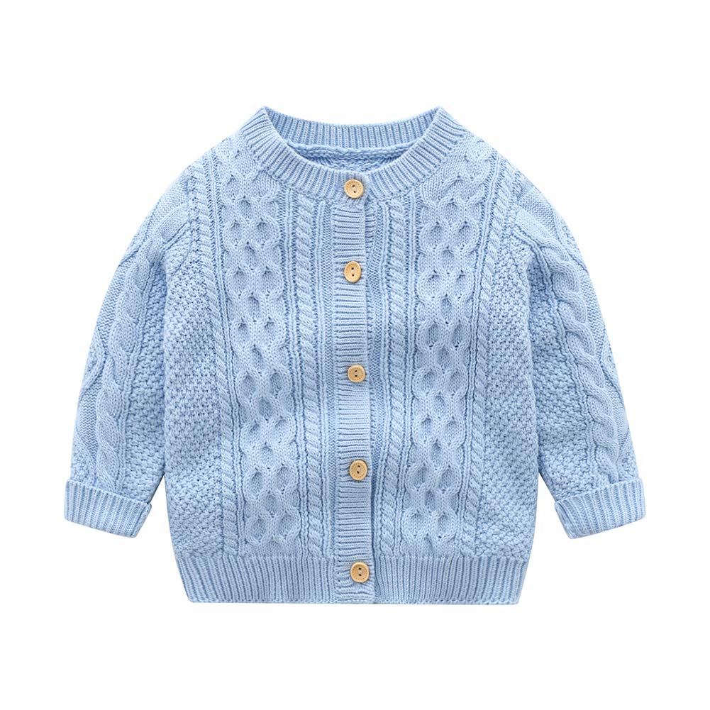 Infant Baby Boys Cardigan Crochet Sweater Toddler Knit Button up Casual Sweatshirt Blue