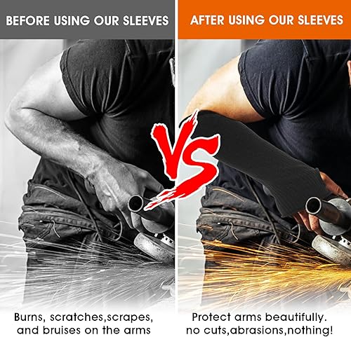 Vista 5 de 2 pares de mangas resistentes a los cortes con agujero para el pulgar para hombres y mujeres, mangas de protección de brazos de trabajo para brazos