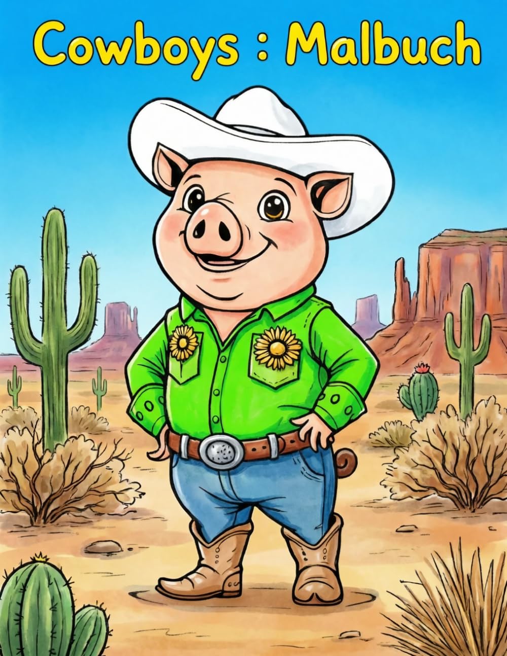 Cowboys: Malbuch: Lustige Tiere zum Ausmalen für Kinder von 4-8 Jahren – 40 kreative Motive zur Förderung der Feinmotorik.