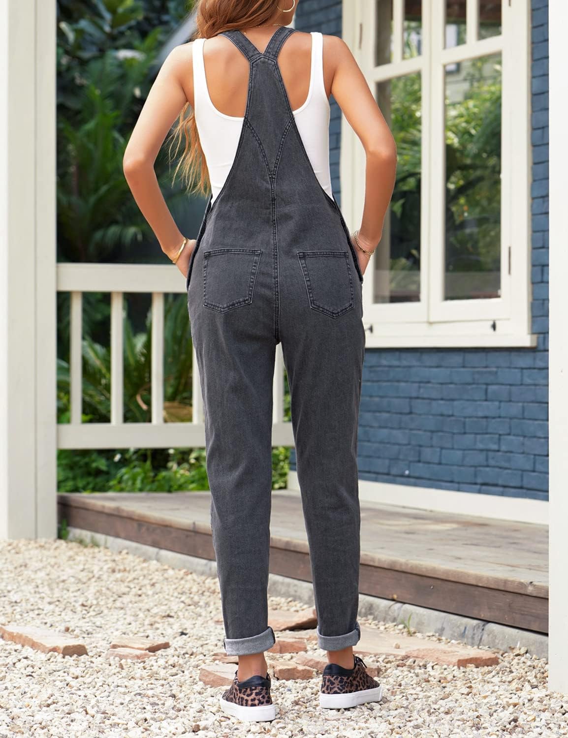 LookbookStore Women's Casual Stretch Denim Bib Overalls Pants Pocketed Jeans Jumpsuits