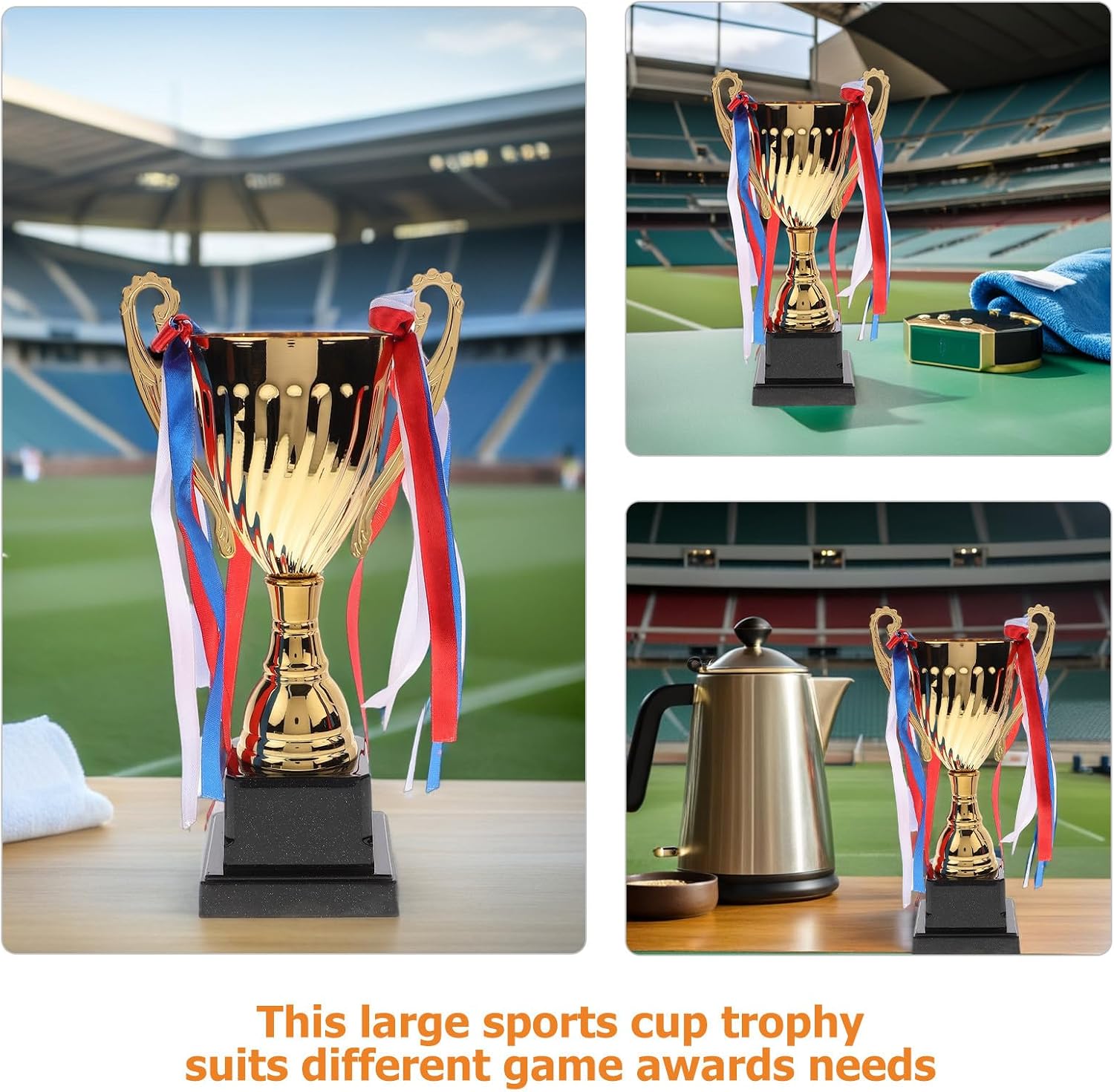 NUOBESTY Trophy Cup, 38cm Gold Large Trophy Award for Sports, Competitions, Tournaments, Party Favors, Prize Winners, Game Rewards