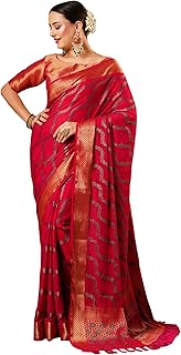 AKHILAM Women's Georgette Paisley Woven Design Saree With Unstitched Blouse Piece