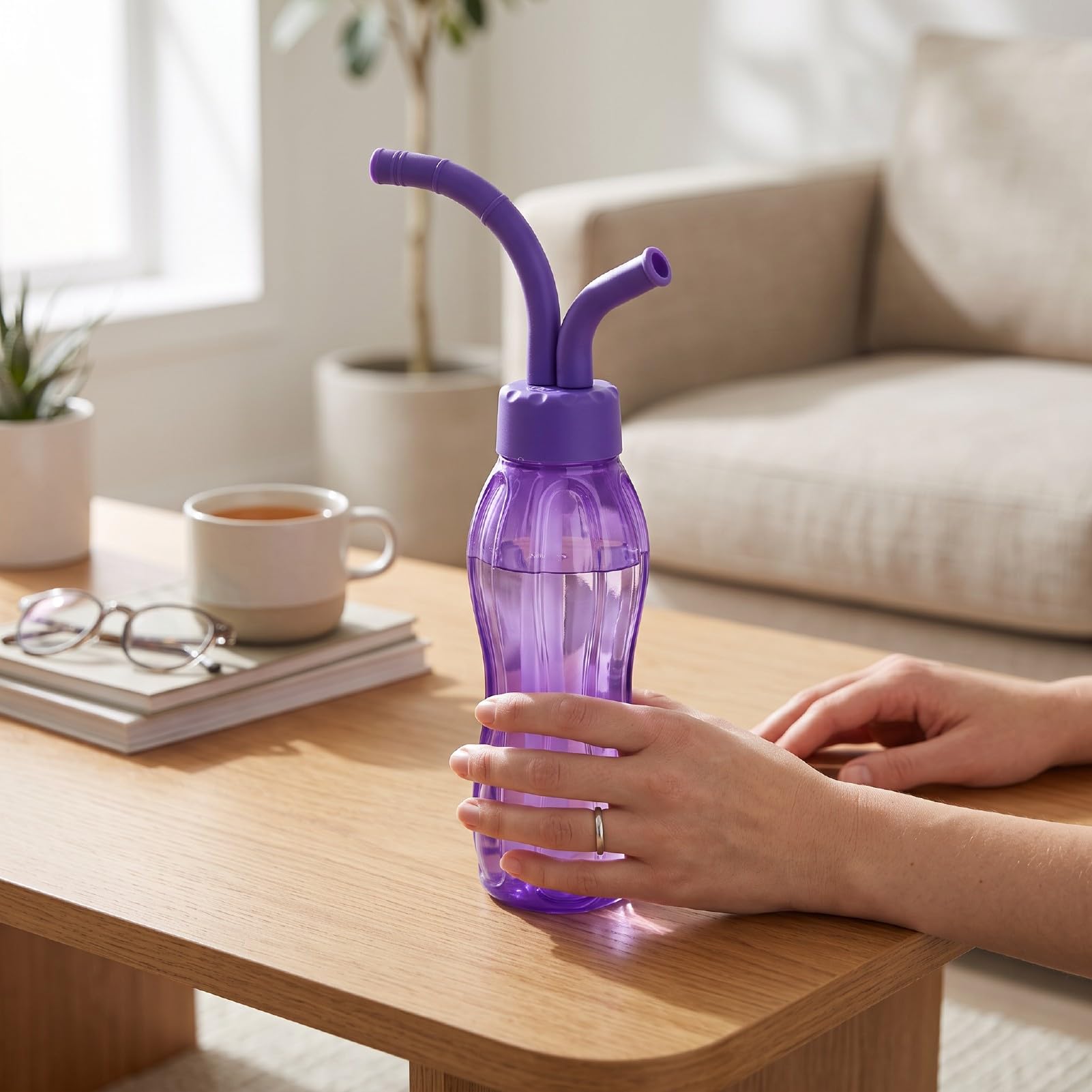 Zunate 580ML Stimmtrainer Flasche Doppelt Gebogener Mundstück Gesang