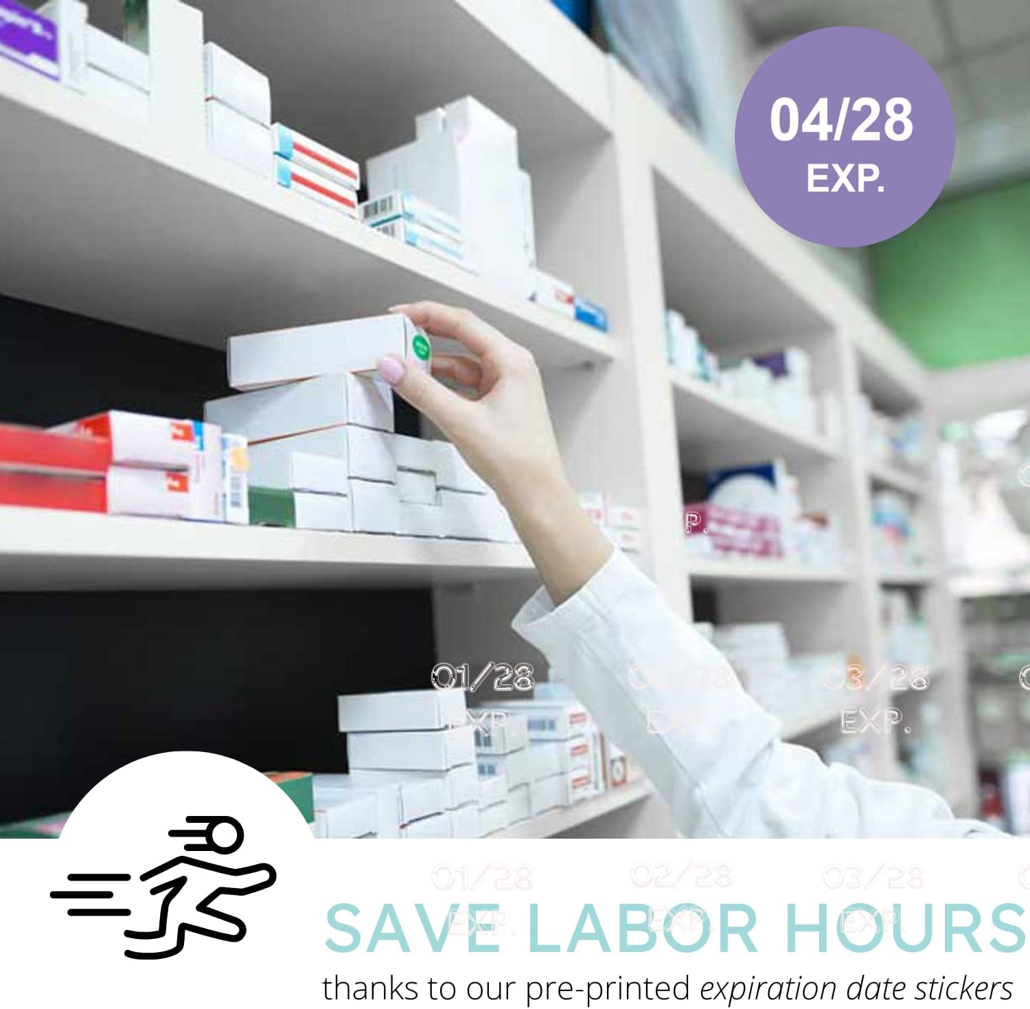 The Organized Pharmacy Expiration Dates Stickers System, 2028 image 3