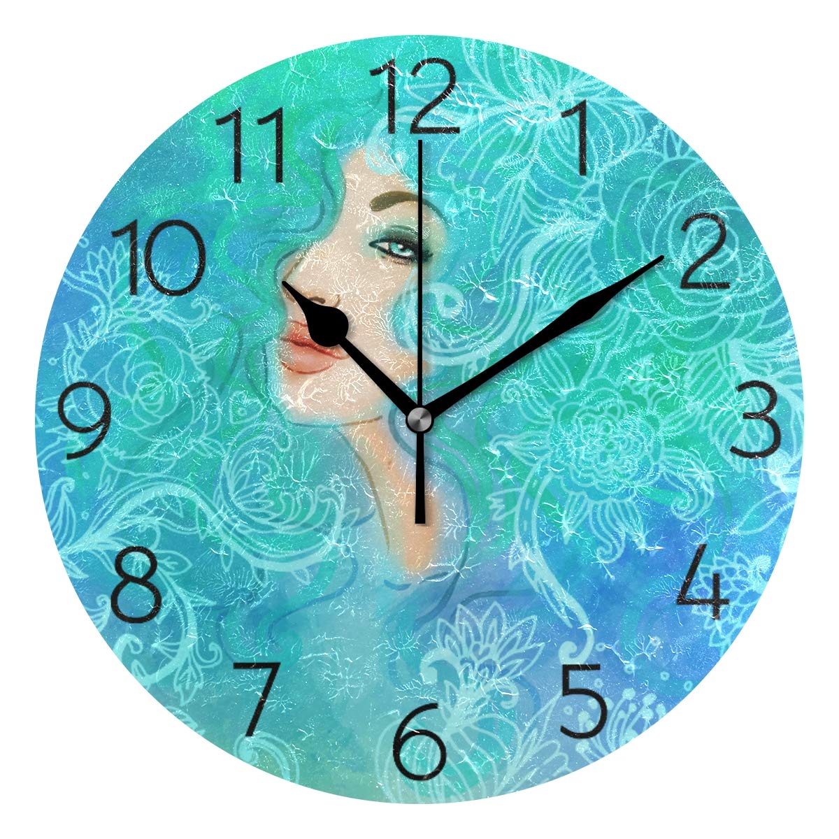 Pendules murales aquarelle visage femme pour déco de café