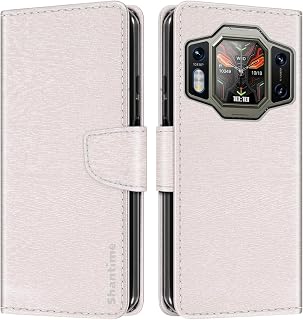 Shantime Funda Cartera de Cuero Compatible con BDV A8 Pro, Tapa de Color con Ranuras, Cierre Magnético Protección Completa(Blanco)