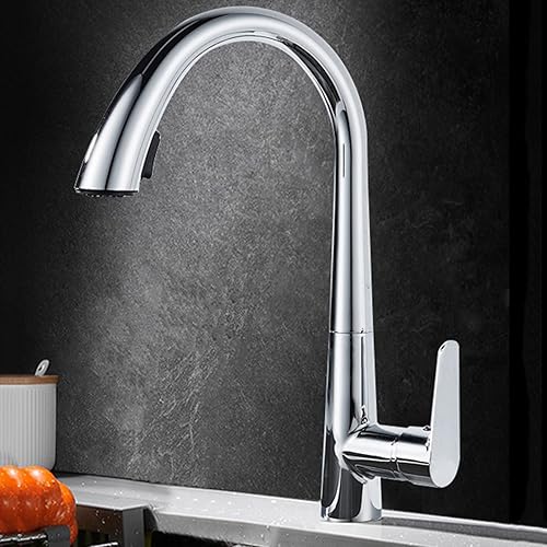 Miniatura 1 de Grifo de cocina extraíble, grifo de fregadero de cocina con 3 modos de rociador, boquilla giratoria de 360, mango único de latón para grifo de agua