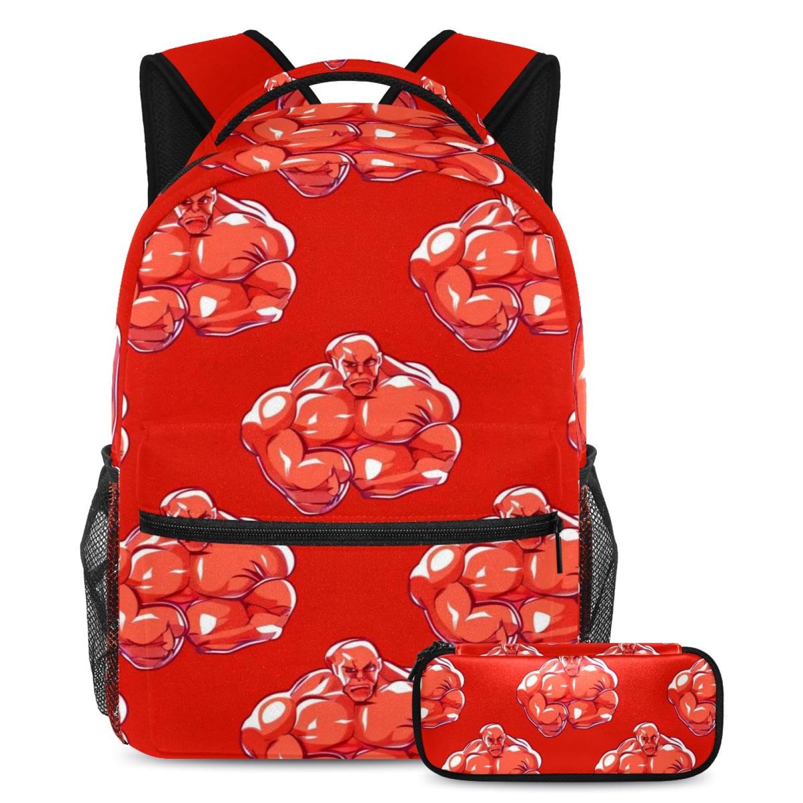 Cartables de grande capacité Red Fun Muscle ado et trousse à crayons - 7