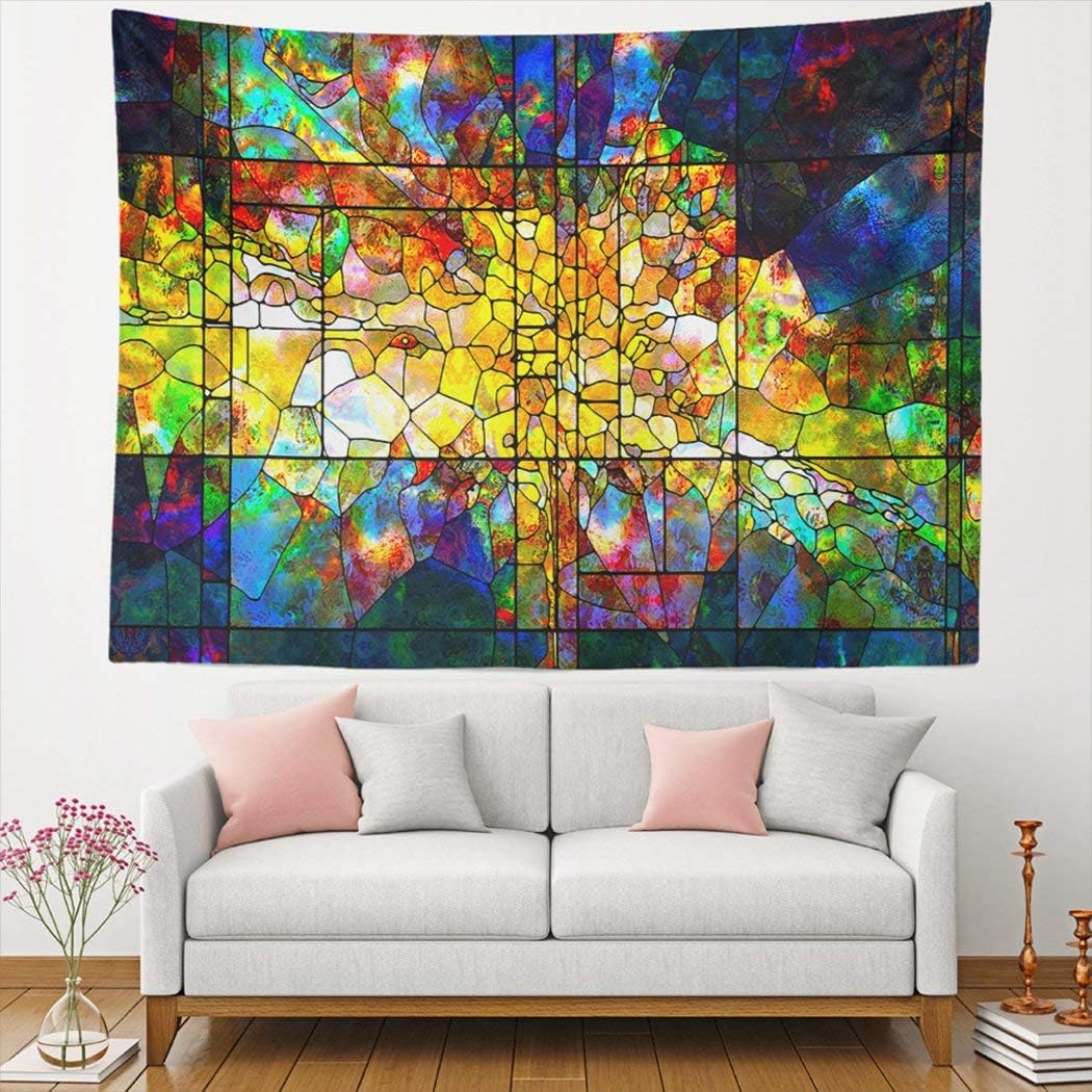 Tapestries Stained Glass Series Art Bedroom Living Room Classroom Home Tapestry Decoration Carpet 82.7x59.1 Inch Wall Hanging image 3