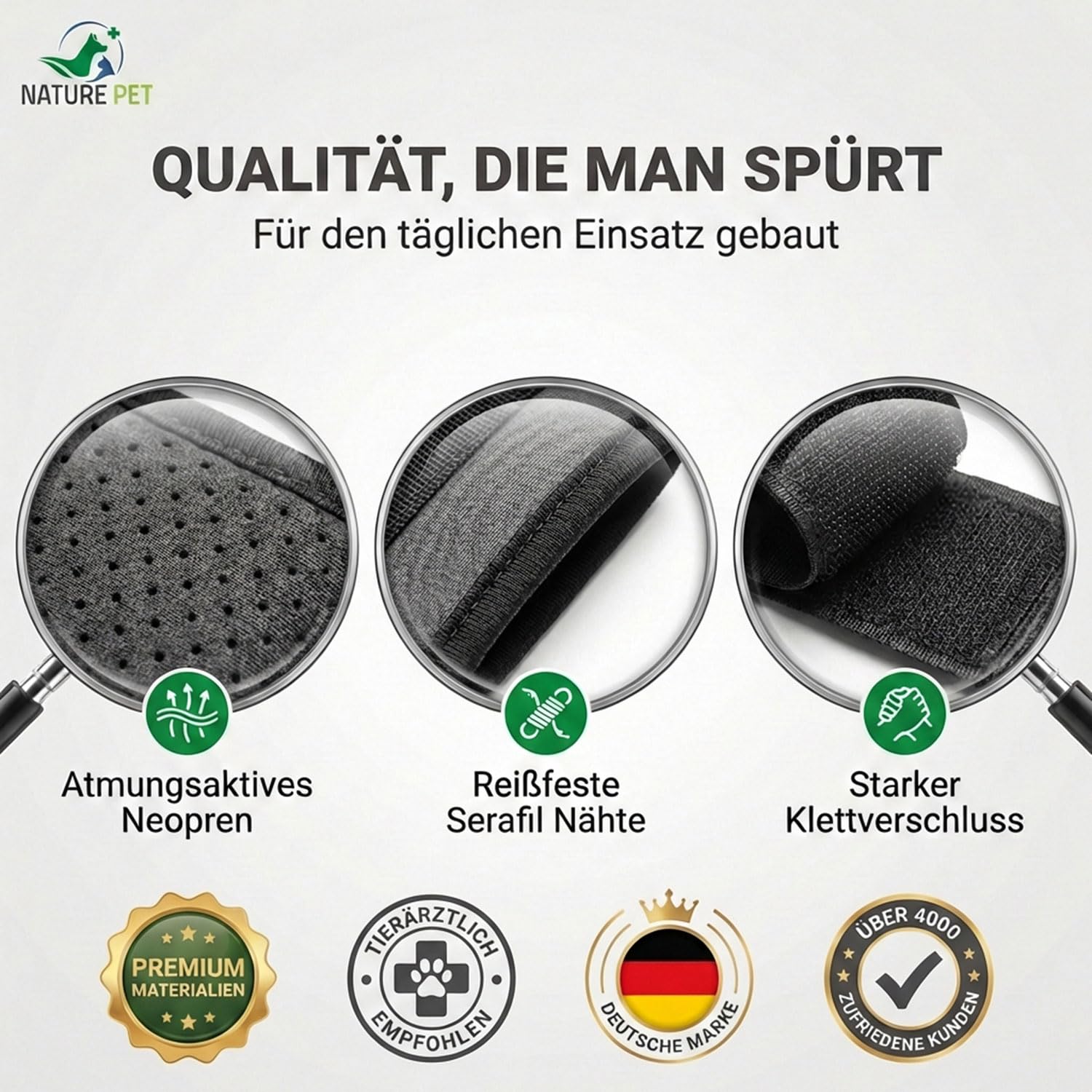 NATURE PET Premium Benda per Polso Cani/per l’articolazione Carpale/per Le Zampe Anteriori - Nero - XL