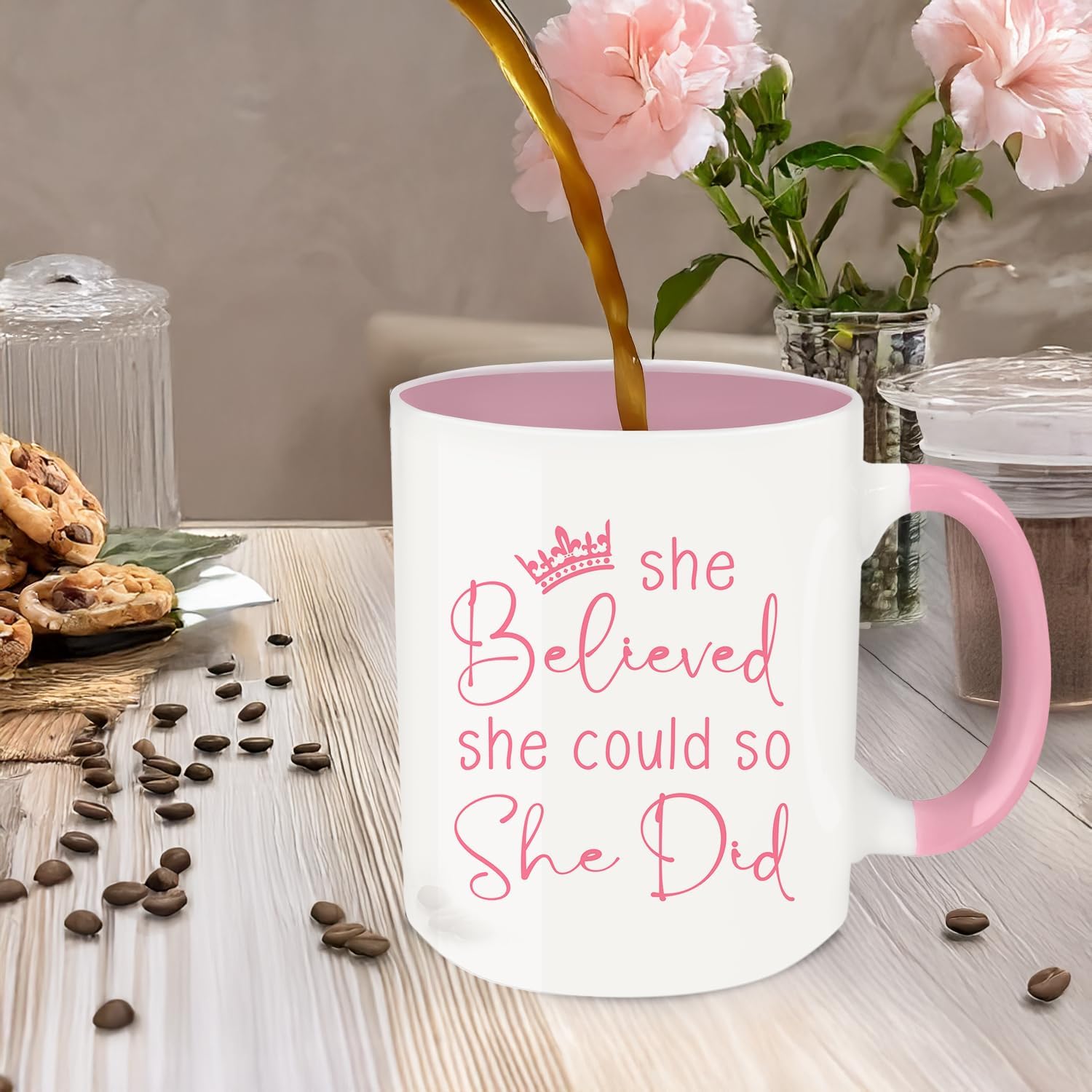 Graduation Gifts, One Degree Coffee Mug, Funny Graduation Gifts for Her, Master's Degree PhD Graduates Grad College Gift for Him Friends, Ceramic Mug Dishwasher & Microwave Safe (Pink&White) - Image 3