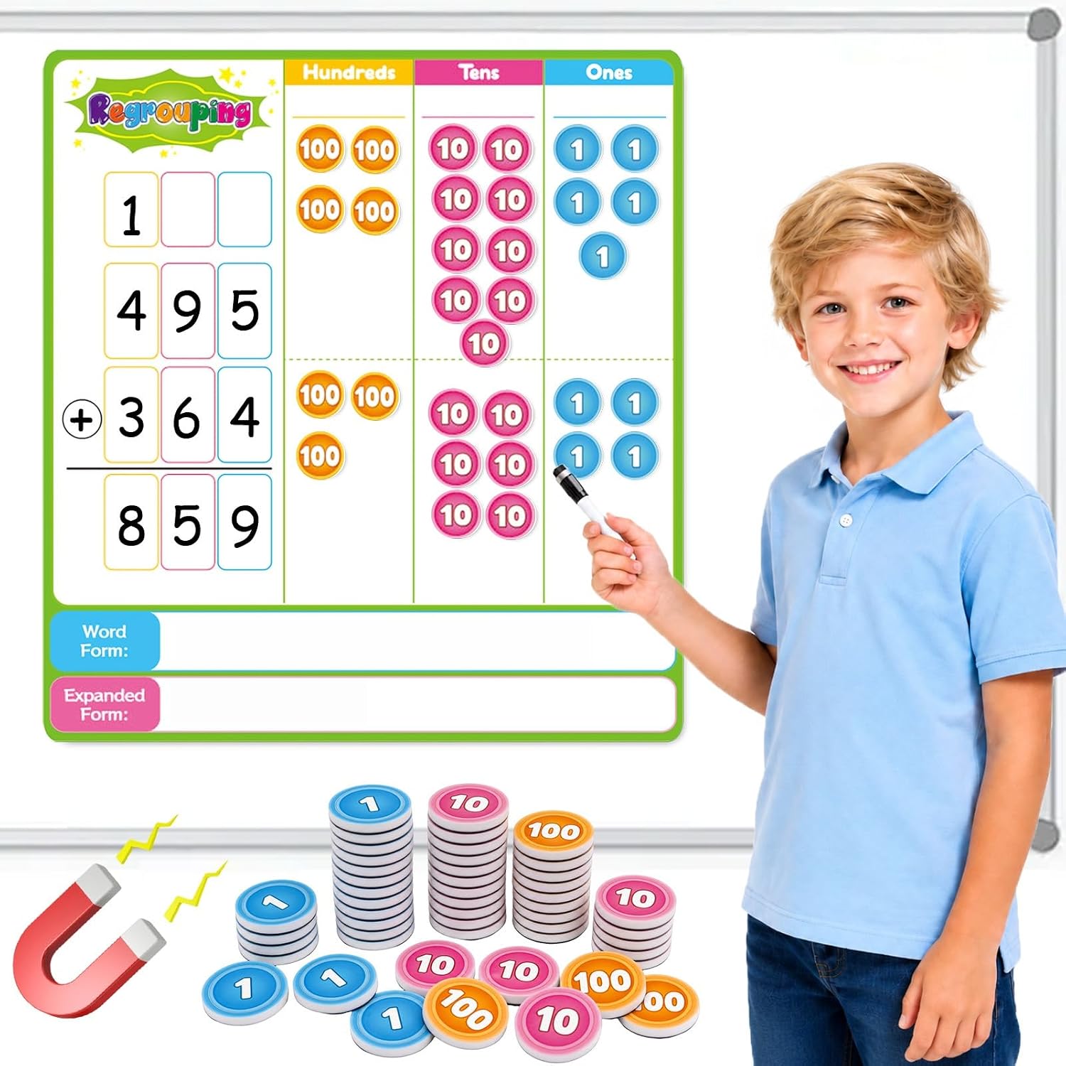 Magnetic Place Value Manipulatives Chart Math Manipulatives