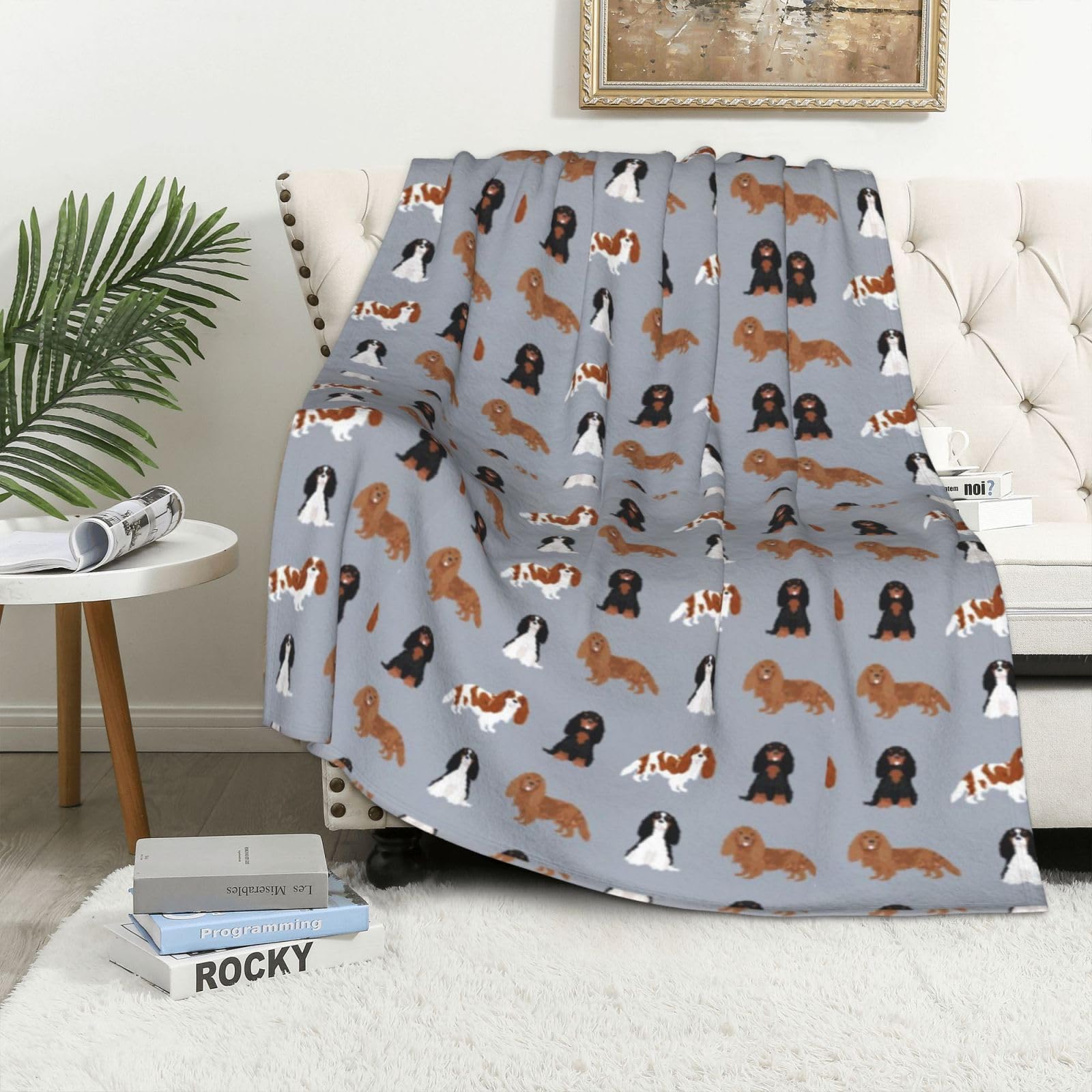 EgoMed Blanket,Soft Blanket Flannel Blanket for Bedroom Sofa, Bed Sheets 152X 102 cm,Cavalier King Charles Spaniel Dog