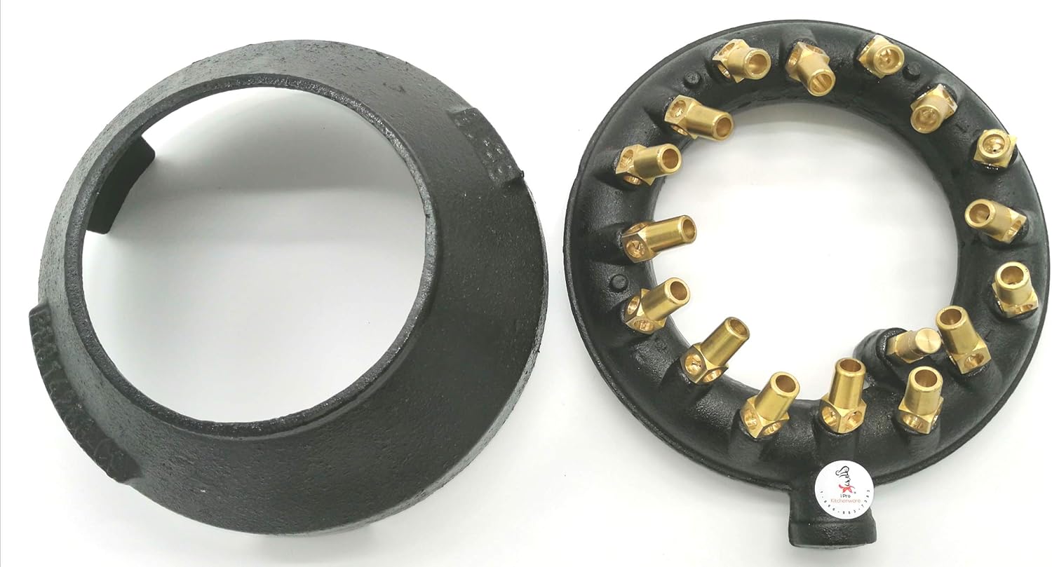 9 Inches High-Powered Jet Burners With Lip (Propane Gas) (16 Brass Tip Jets Burners) (120,000 BTU)