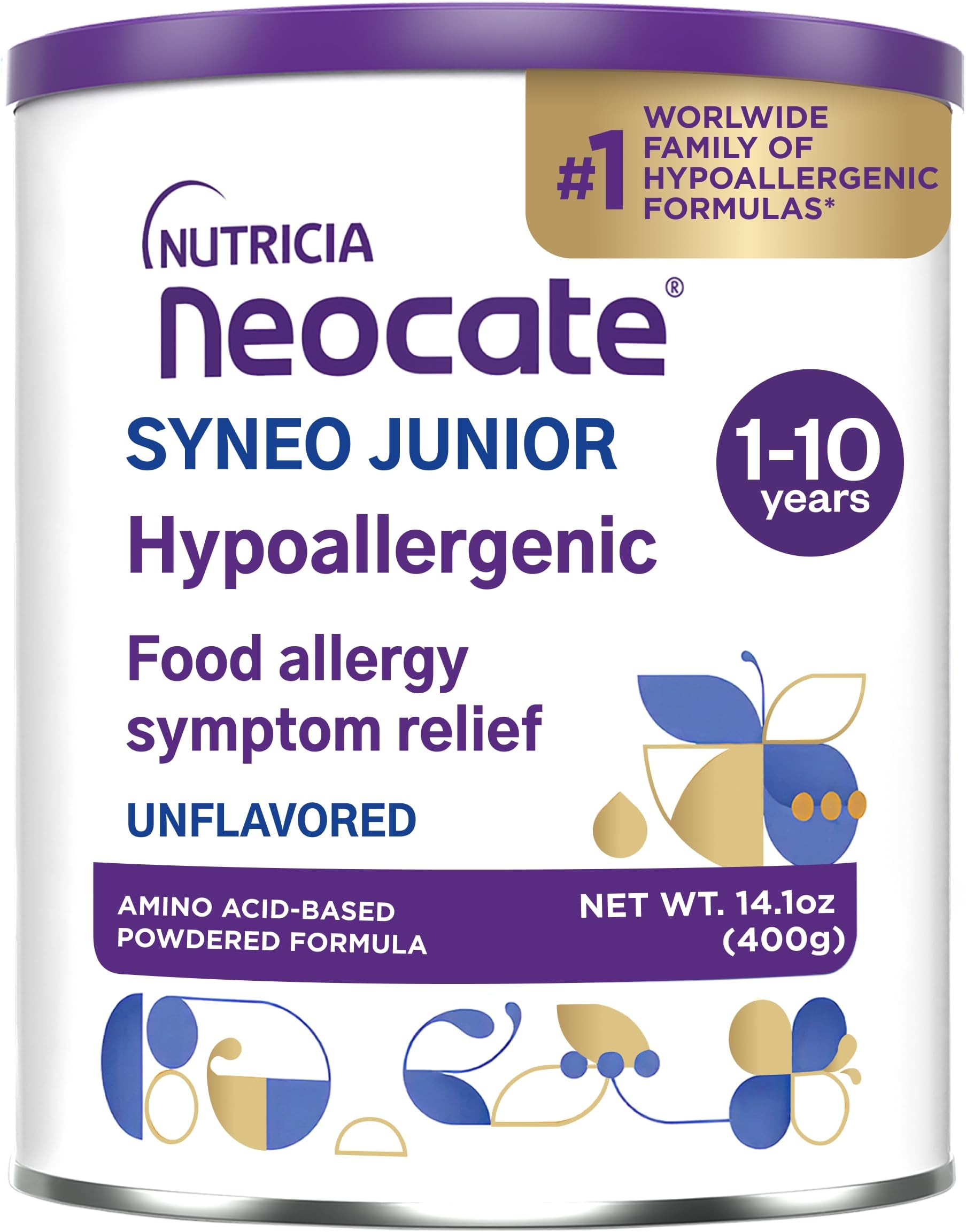 Neocate Syneo Junior - 1+ years - Hypoallergenic Toddler Formula for Food Allergy Relief - Nutritionally Complete Dairy Free Formula - With Prebiotic and Probiotics - Unflavored - 14.1 oz