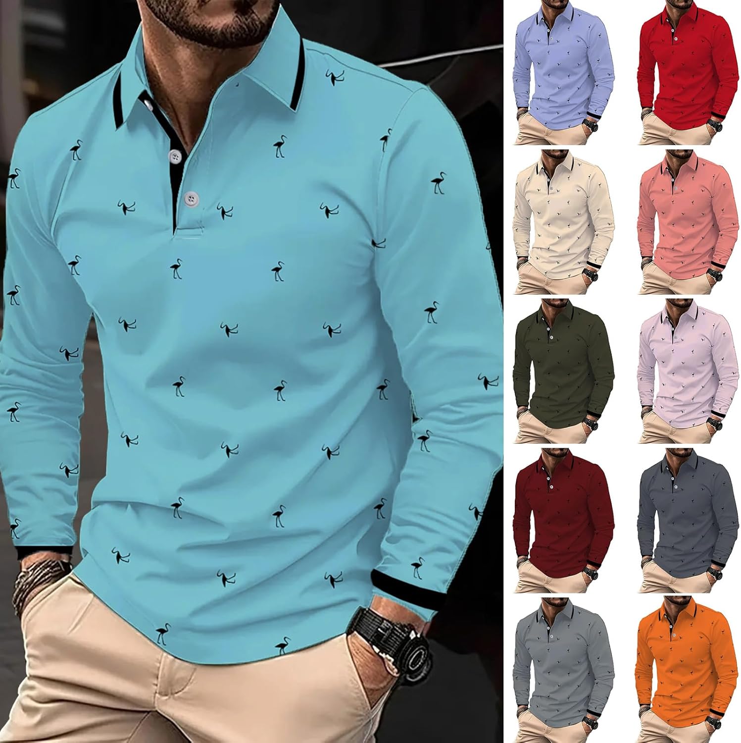 DEEX Men's Long Sleeve Polo Shirts 2025 Fashion Casual Polo T Shirt Slim Fit Shirt Collared Office Work Golf Polo Shirt - Image 4
