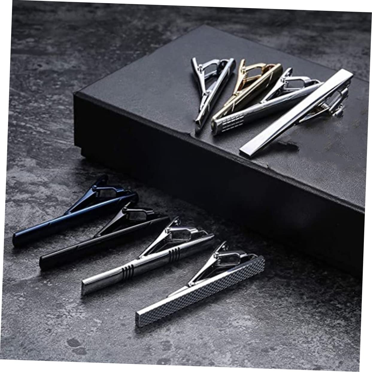 CALLARON 8piezas Clips De Corbata De Cobre Para Hombre Pasadores De Necktie Elegantes y Duraderos Estuche De Accesorios Para Ocasiones De Negocios y Eventos Formales