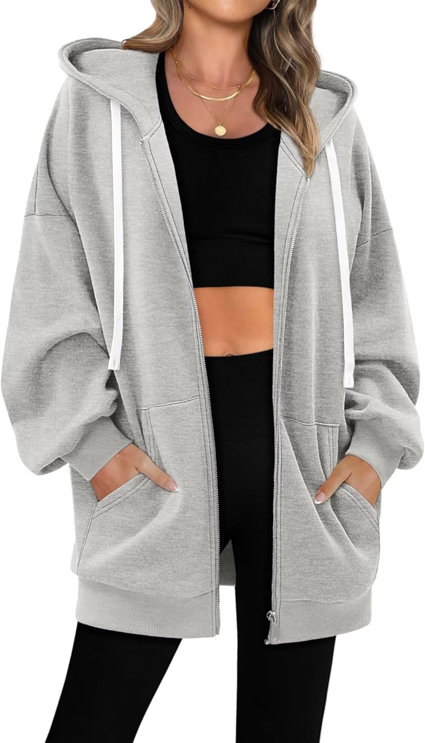 StunShow Womens Zip Up Hoodies Y2k Drawstring Sweatshirt Casual 2025 Fleece Jacket with Pocket - Image 3