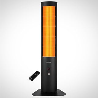 THOR S70 Infrarot Heizstrahler Terrasse mit Standfuß, 2300 W Standheizstrahler IP65, 5 Stufen, Timer & Fernbedienung, Terrassenheizer (Tiefschwarz ohne Haube, 2300 Watt)