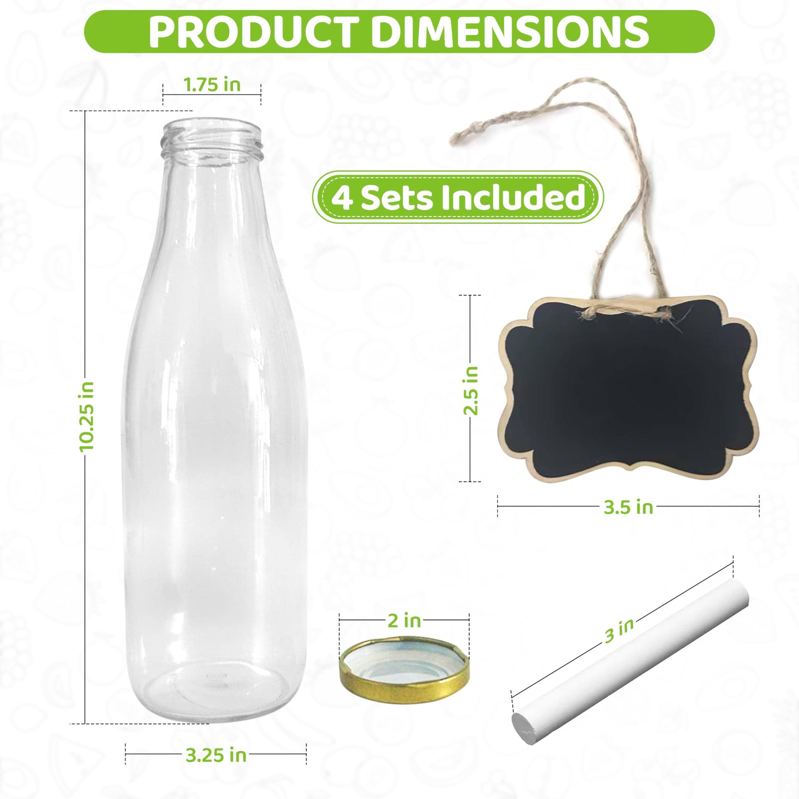 1L Glass Carafe With Lid - Set of 4 - Lead-Free, Narrow Neck Glass Water Carafes With Lids - Vintage Carafes For Mimosa Bar - Stylish & Versatile Juice Carafe