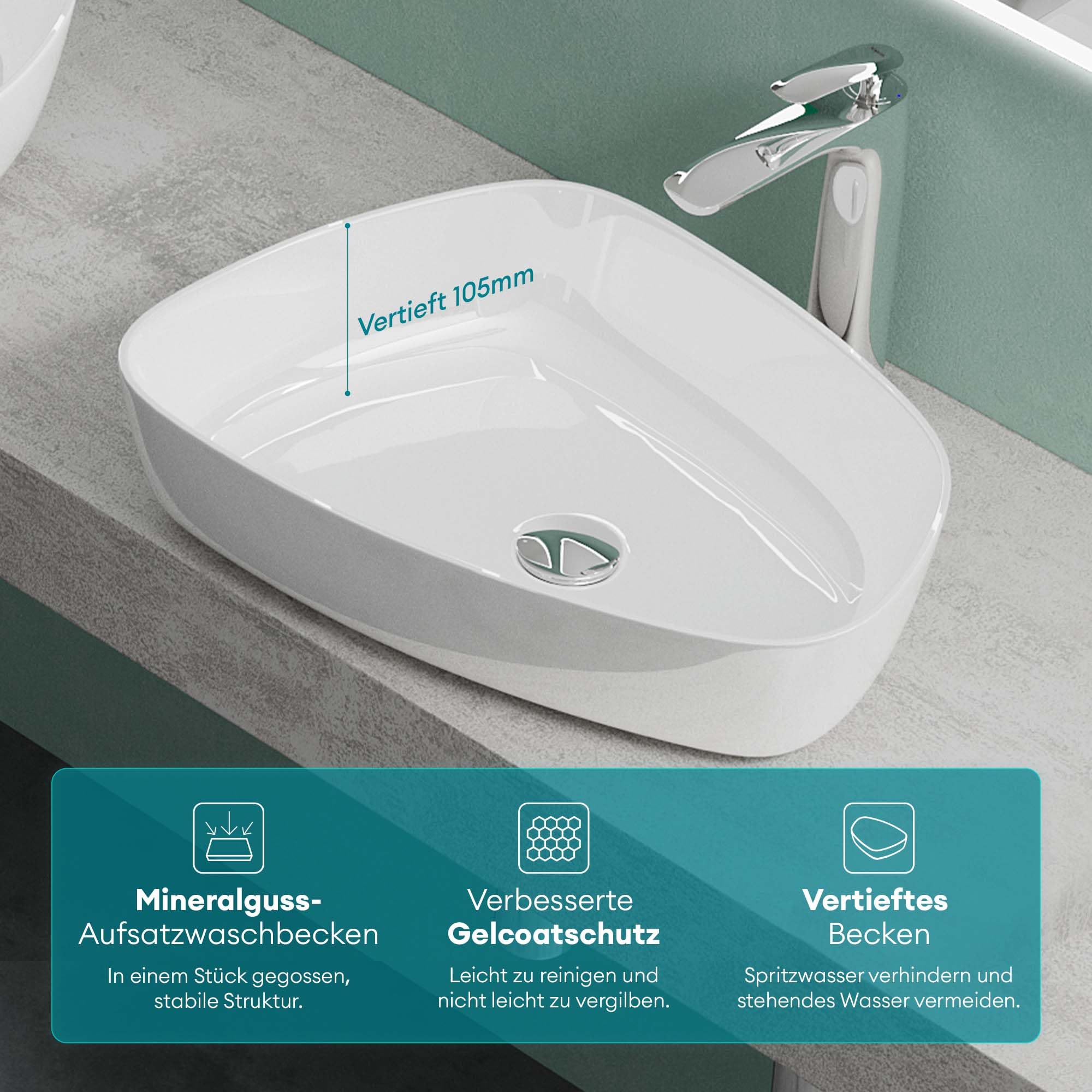 Lavabo Da Appoggio Mai & Mai 70x35.5cm In Marmo Fuso Bianco - Con Nanotecnologia Autopulente - Foto 11