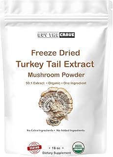 Organic Non-GMO Freeze Dried Turkey Tail Mushroom Powder (50:1 Extract), 16 Ounces | Freeze Dried Longer Shelf Life, Supports Immune Response & Cellular Level (16 OZ)