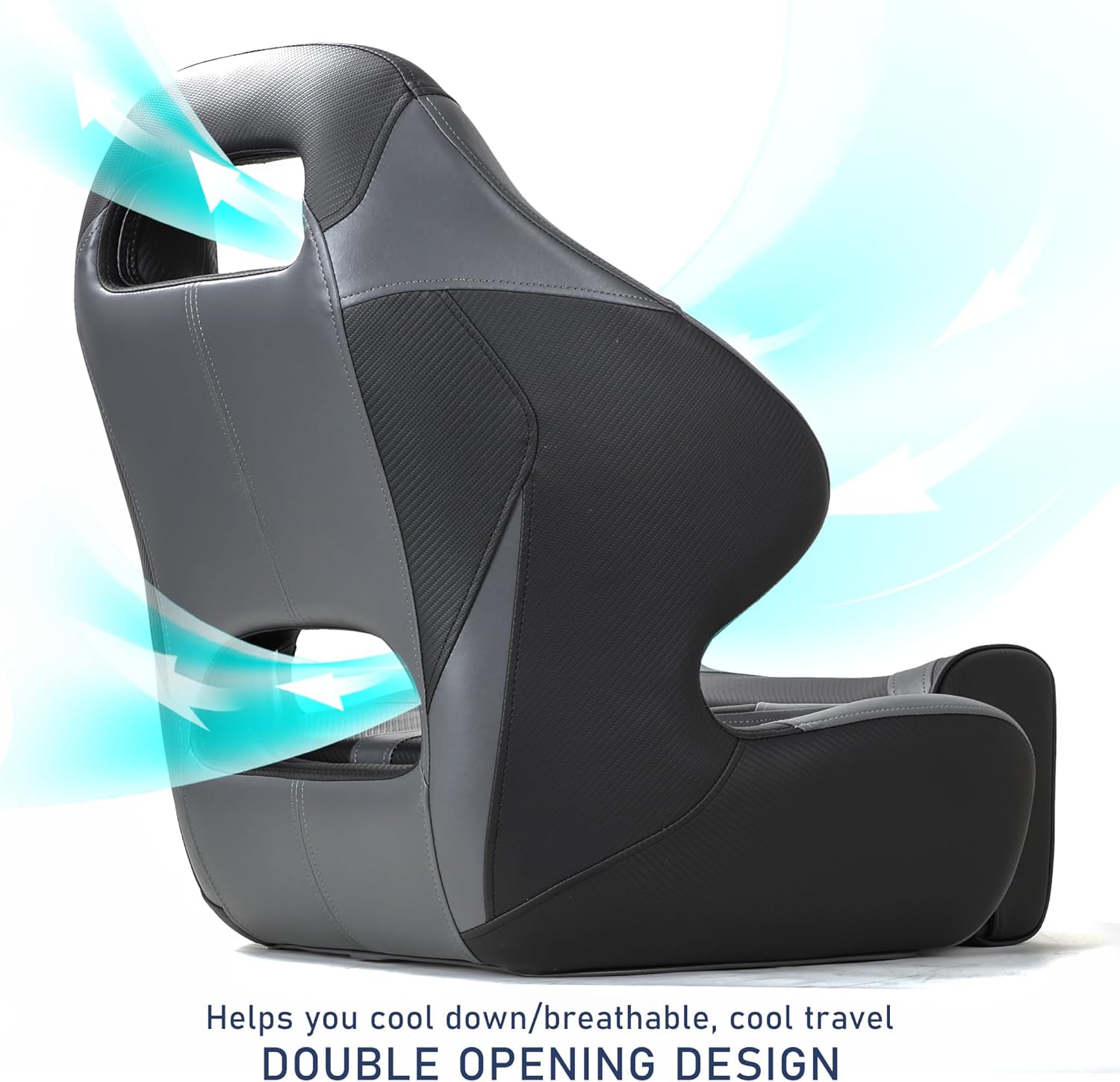 Premium Pontoon Boat Seat Bucket Seat with Sport Flip Up Bolster,Captain Chair with Seat Cover,Charcoal/Black