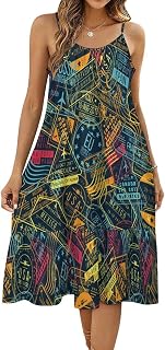 Passport Stamp Travel International Arrivals Signs Visa Stamps Women's Summer Suspender Casual Loose Dress with Large Skirt