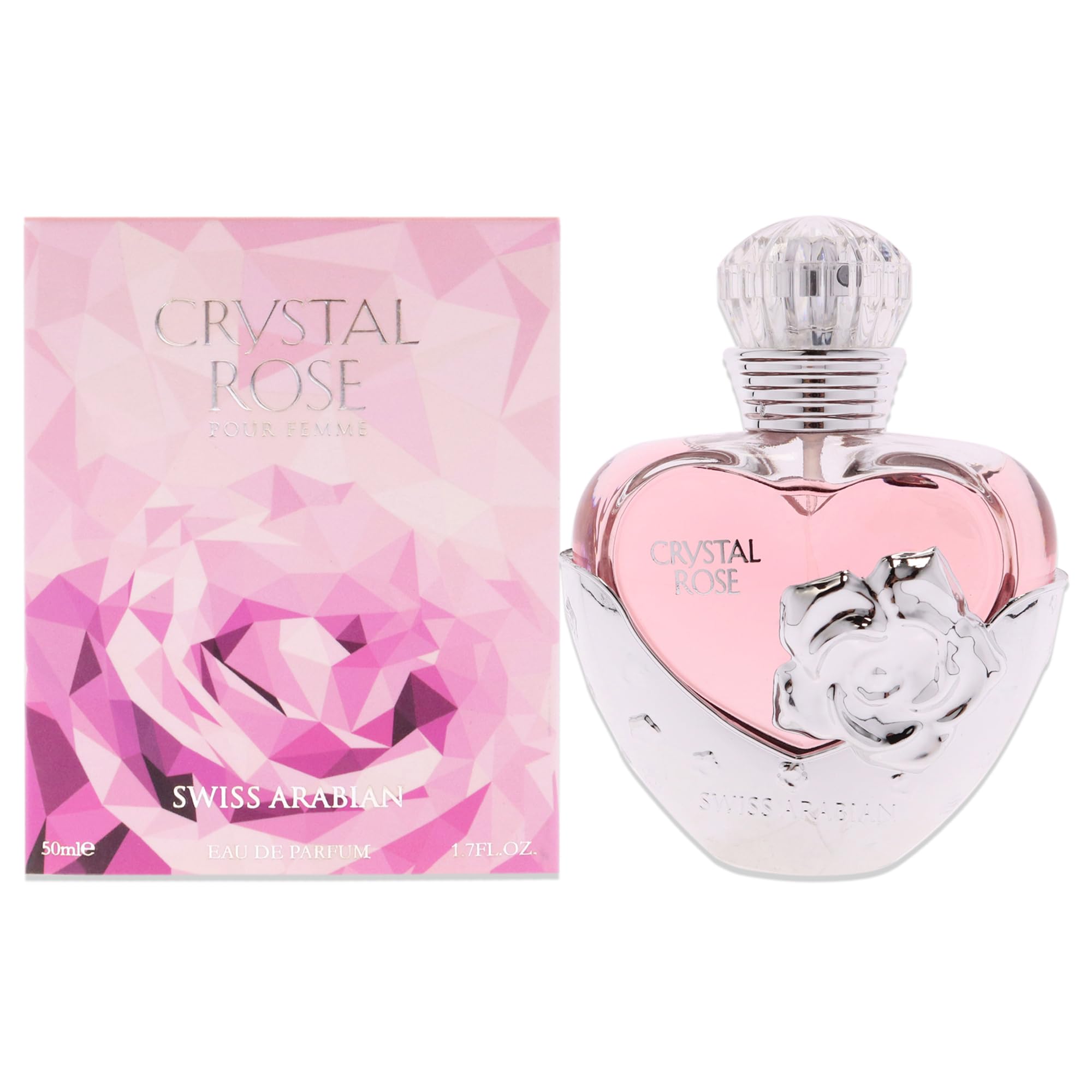 Swiss Arabian Crystal Rose - Luxury Products From Dubai - Long Lasting, Addictive Personal EDP Spray Fragrance - Seductive Signature Aroma - 1.7 Oz