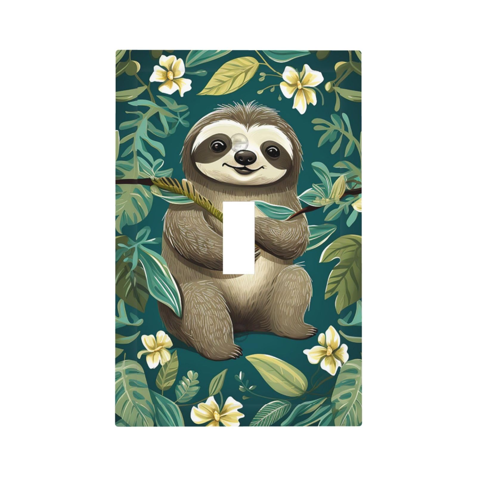 1-Gang Decorator Wall Plate Adorable Sloth Light Switch Cover Single Gang Receptacle Outlet Wall Plate Mid Size 5" x 3" Wallplate Unbreakable Polycarbonate Outlet Faceplates Covers