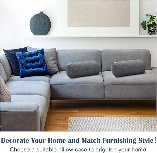 Miniatura 7 de Remerry 2 Fundas de Almohada Cervical de Terciopelo de 17 x 7 Pulgadas con Cremallera, Fundas Suaves para Almohadas Cilíndricas (Solo Funda, Rulo No