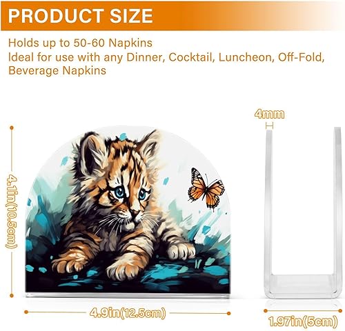 Miniatura 3 de Napkin Holder Cat Plays Butterfly Napkin Holders for Tables, Clear Acrylic Napkin Holders Cocktail Napkin Holder for Kitchen Restaurant Bar Home