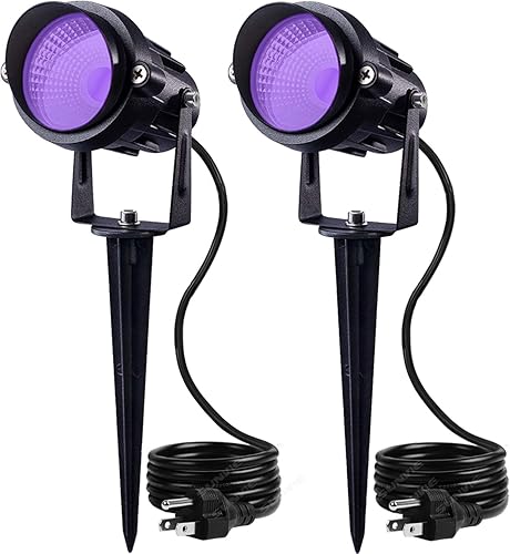 SUNVIE 12W LED Black Lights Blacklight Landscape Lighting Outdoor Spotlights with US Plug IP66 for Dance Party Glow in The Dark Stage Lighting