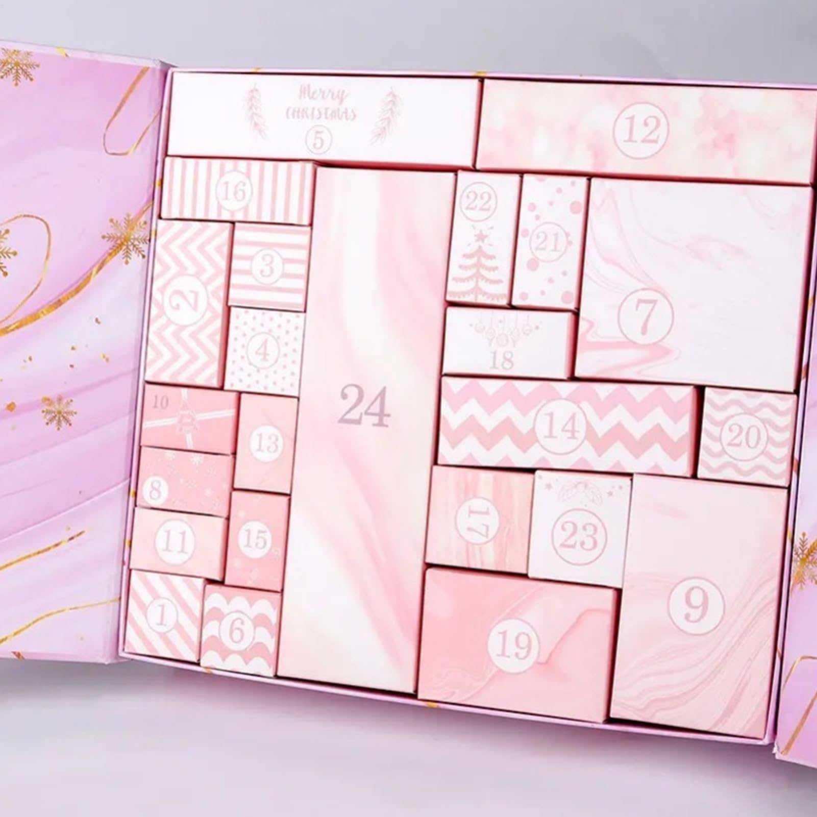 Calendrier de l Avent 24 Jours Vide Rechargeable Rose Réutilisable Déco | Calendrier De L'Avent Pour pour Fils Snacks Chocolats Bureaux Armoires à Bonbons Tables
