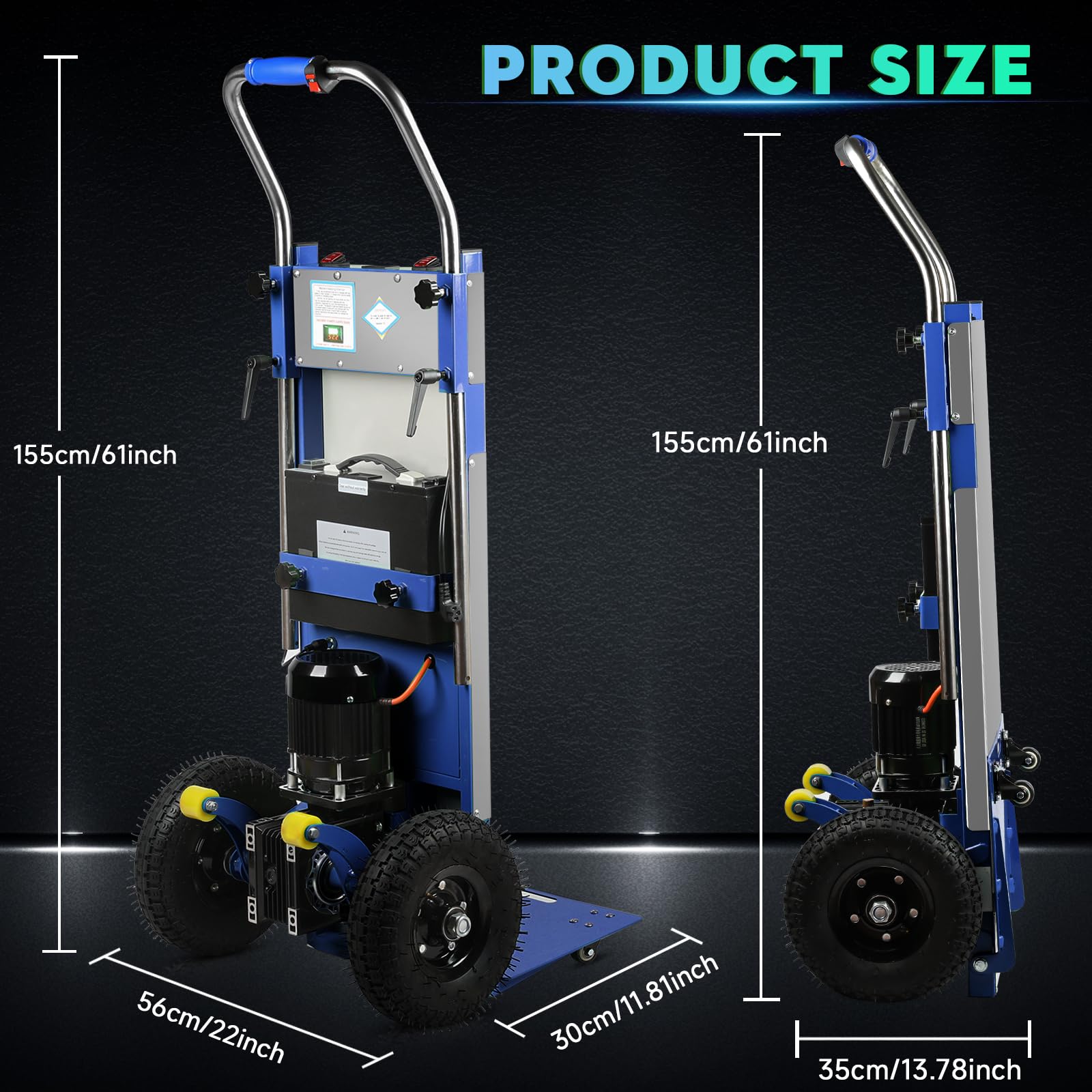 Afitdon Carrello elettrico da 1250 W, scaletta elettrica con capacità di carico di 900 lbs, scale e discese, salire le scale pesanti con corda di sicurezza e pompa ad aria per il trasporto di mobili