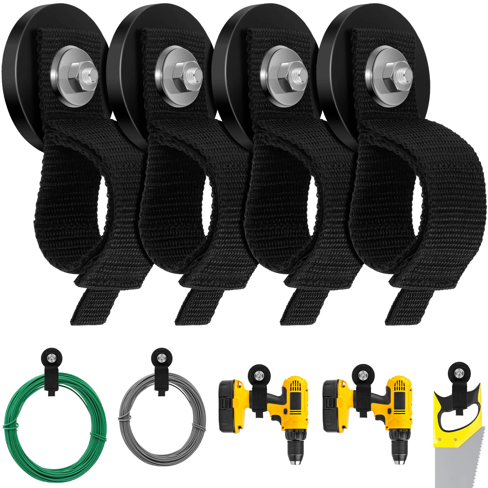 LEEZDTTXAN 4Pcs Magnetic Hooks Heavy Duty Magnetic Garage Hooks Multifunctional Magnetic Tool Holder Strong Magnetic Tool Manager for Cables Ropes Cordless Tool Garage Workshop