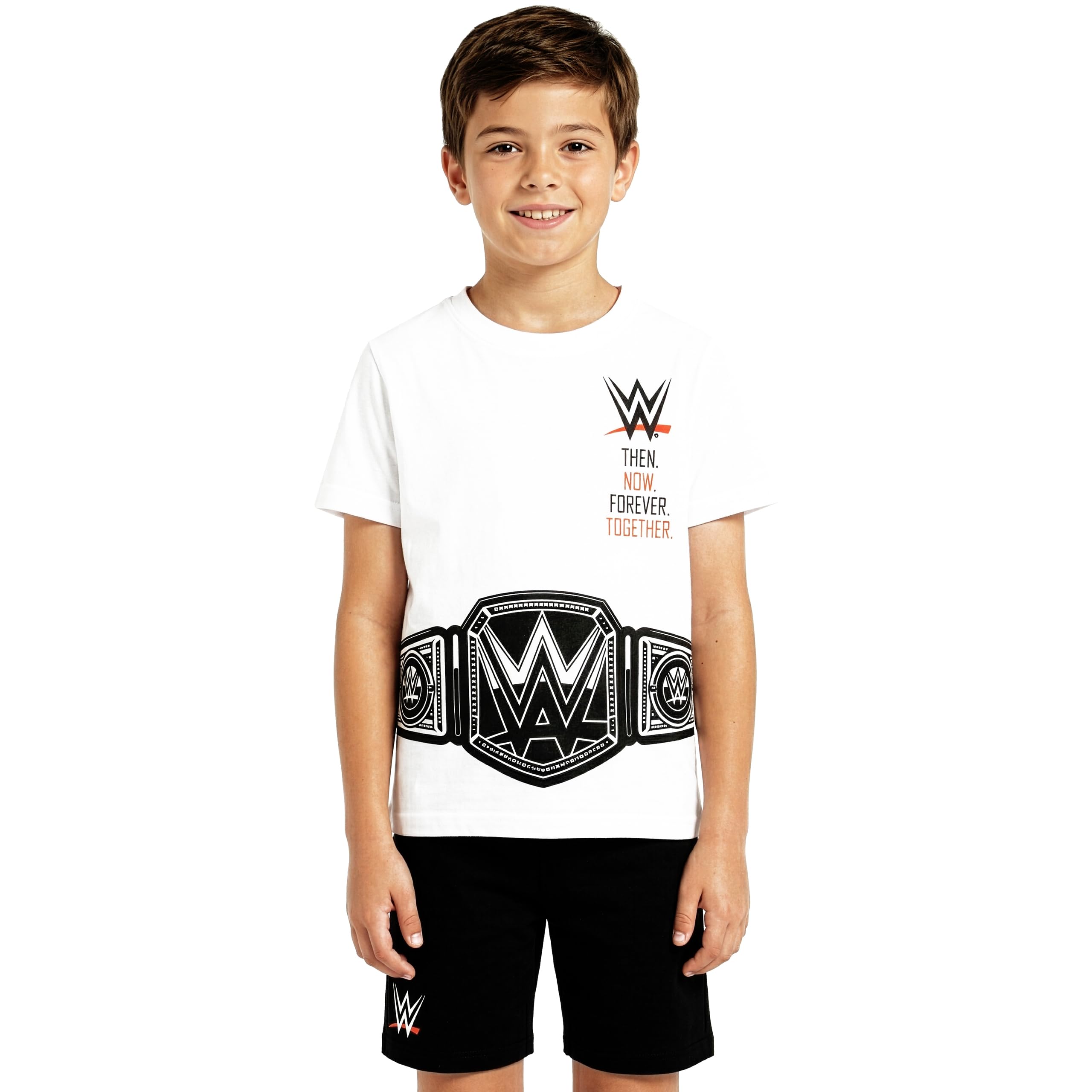 WWE Pigiama Bambino, Set Corto Maglietta E Shorts, Cintura Campione Kids Pyjamas