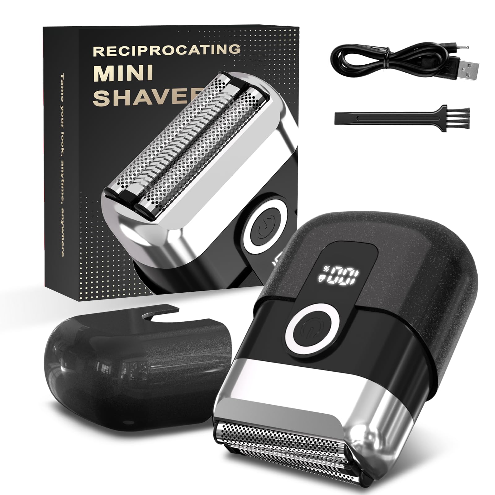 Photo 1 of HENZILO Electric Foil Shaver for Men: Mini Electric Razor for Face/Beard - 3 Floating Blades Cordless Razor with LED Display - IPX7 Waterproof Wet Dry Shaving for Travel & Home, USB Type C