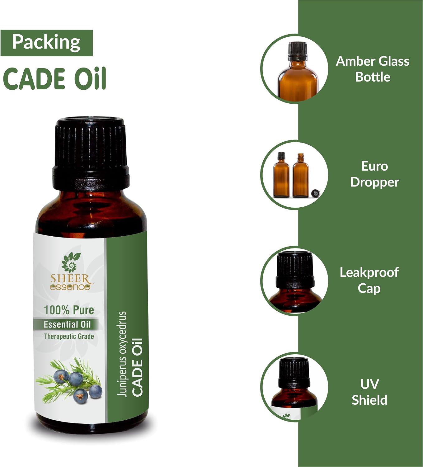 Cade Oil (Juniperus Oxycedrus) Essential Oil 100% Pure Natural Undiluted Uncut Therapeutic Grade Oil 1.69 Fl.OZ
