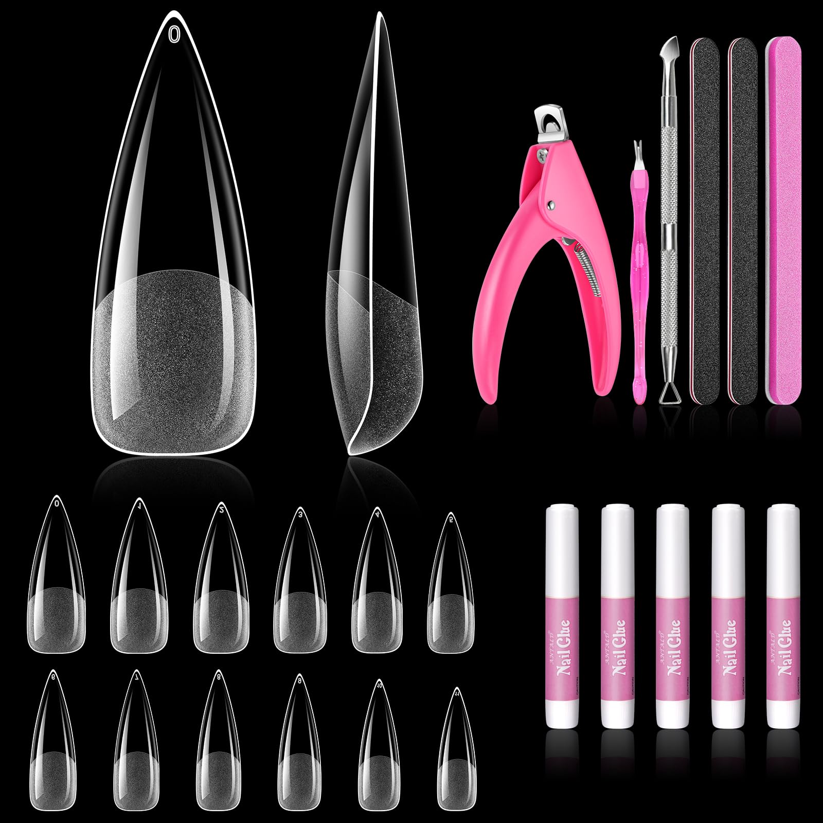 Clear Acrylic Nail Tips - 500pcs for Beginners -12