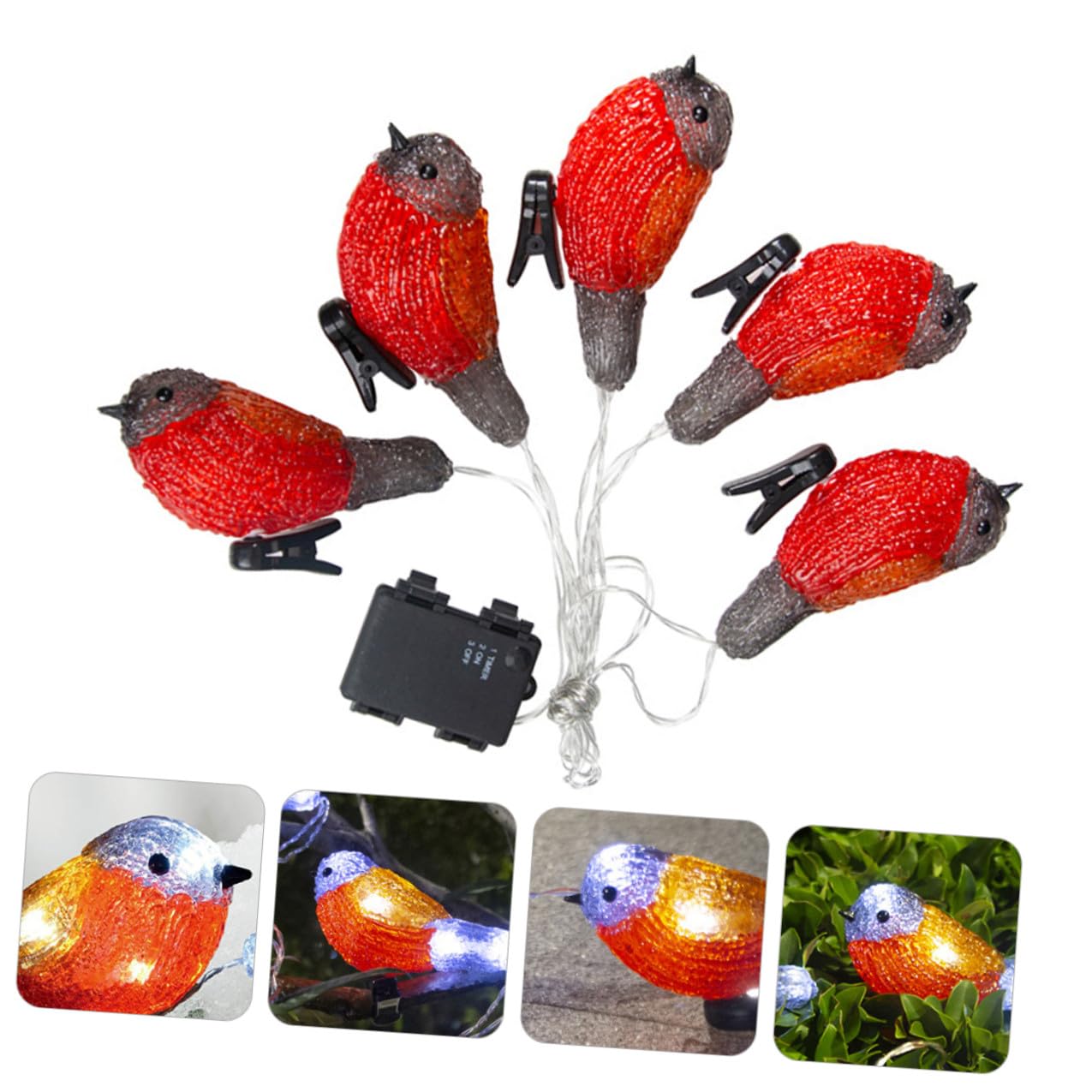 Ipetboom Lichterkette mit Kreativem Vogelmotiv aus Acryl und Kunststoff Rote LED Partybeleuchtung für Restaurant und Hotel mit Ip65 Schutz